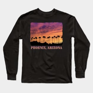 Phoenix, Arizona - Palm Trees, Sunset, scenic Long Sleeve T-Shirt